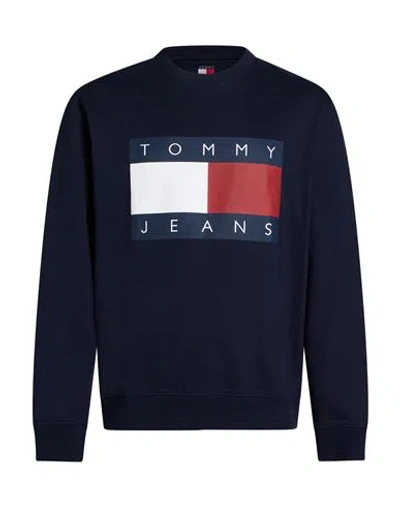 Tommy Jeans Man Sweatshirt Navy Size L Cotton In Blue