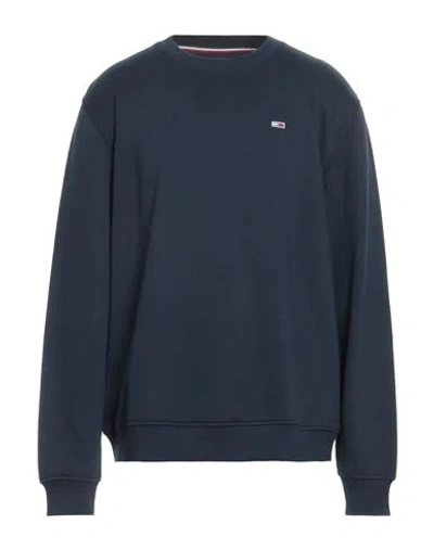 Tommy Jeans Man Sweatshirt Navy Size Xl Cotton, Polyester In Blue