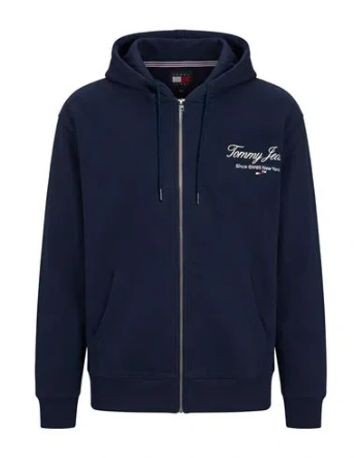 Tommy Jeans Man Sweatshirt Navy Size Xxl Cotton In Blue