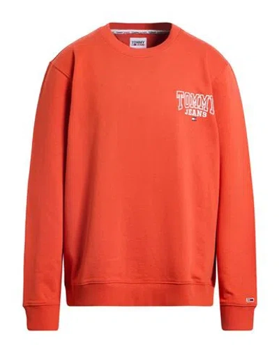 Tommy Jeans Man Sweatshirt Orange Size Xxl Cotton