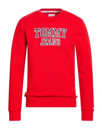 Tommy Jeans Man Sweatshirt Red Size S Cotton