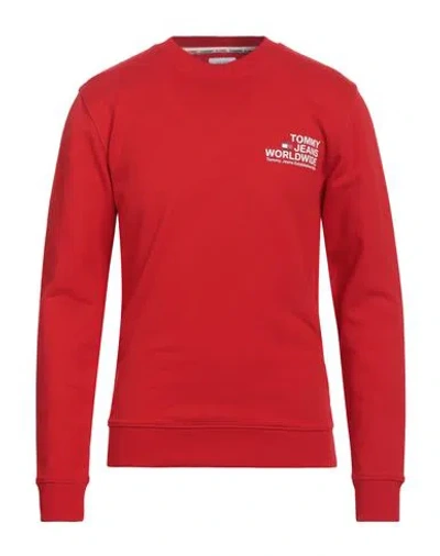 Tommy Jeans Man Sweatshirt Red Size S Cotton, Elastane