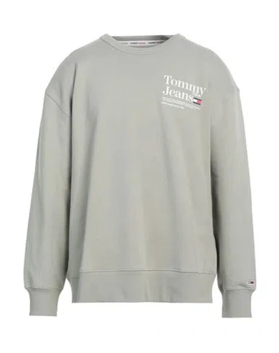 Tommy Jeans Man Sweatshirt Sage Green Size Xl Cotton, Polyester