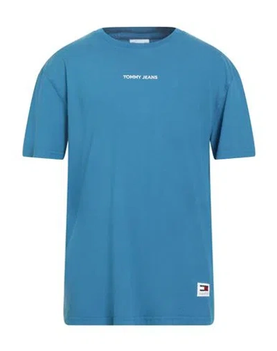 Tommy Jeans Man T-shirt Azure Size Xxxl Cotton In Blue
