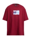 Tommy Jeans Man T-shirt Burgundy Size 4xl Cotton In Red
