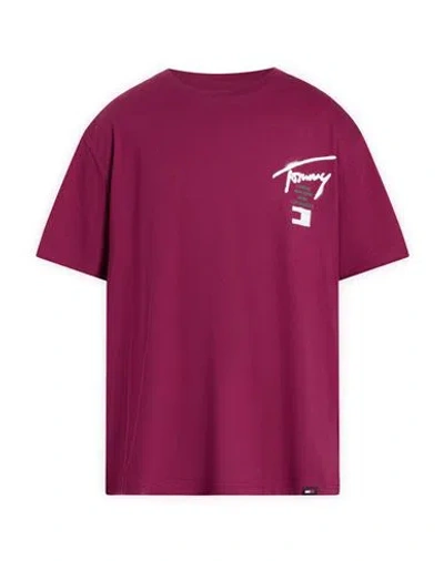 Tommy Jeans Man T-shirt Garnet Size 4xl Cotton In Red
