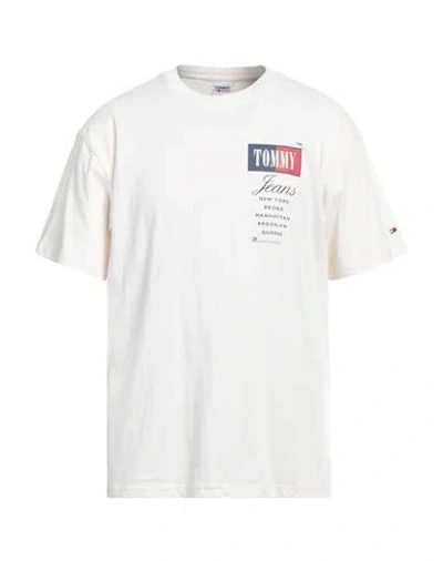 Tommy Jeans Man T-shirt Ivory Size M Cotton In White