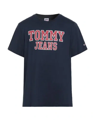 Tommy Jeans Man T-shirt Navy Size Xl Cotton In Blue