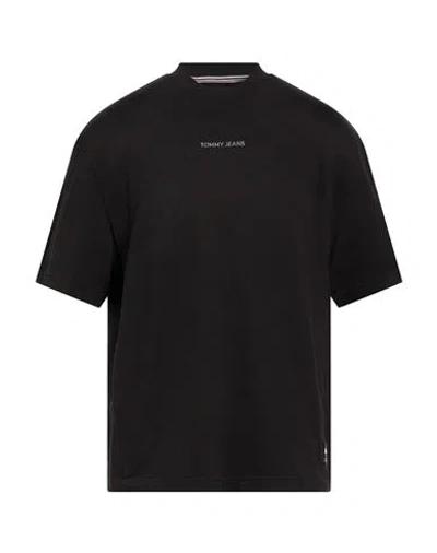 Tommy Jeans Man T-shirt Black Size Xs Cotton In Brown