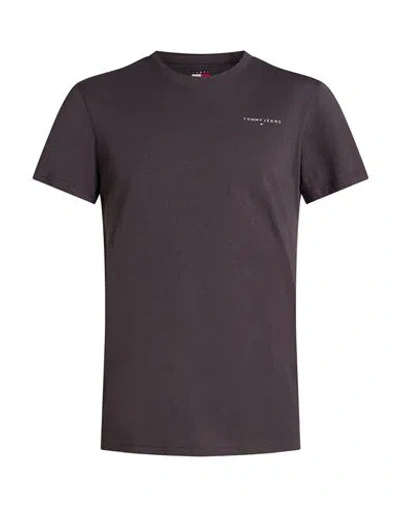 Tommy Jeans Man T-shirt Charcoal Size L Cotton In Brown