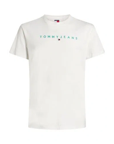 Tommy Jeans Man T-shirt Cream Size L Cotton In White