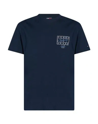 Tommy Jeans Man T-shirt Navy Size L Cotton In Blue