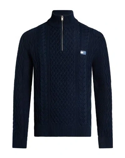 Tommy Jeans Man Turtleneck Blue Size M Cotton