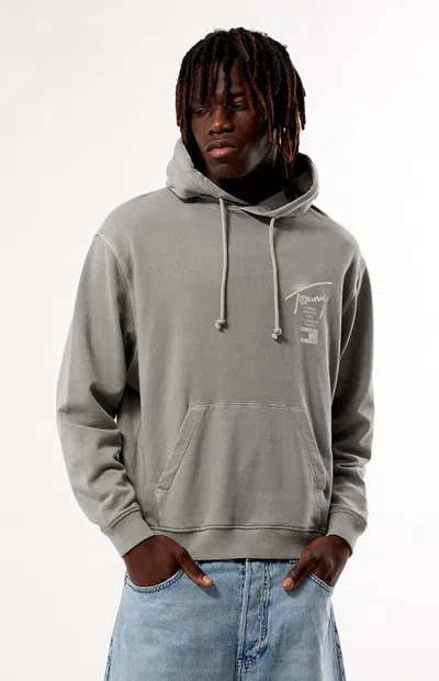 Tommy Jeans Neon Sign Logo Relaxed Fit Hoodie In Gray