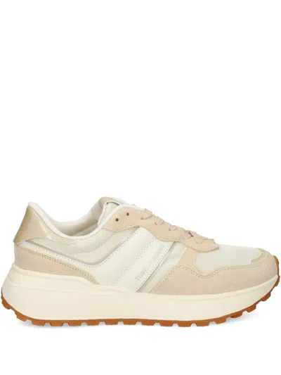 Tommy Jeans Mixed-panels Leather Sneakers In Neutral