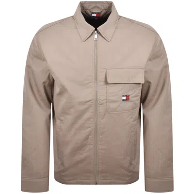 Tommy Jeans Padded Corduroy Overshirt Brown In Green