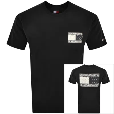 Tommy Jeans Paisley Flag Logo T Shirt Black