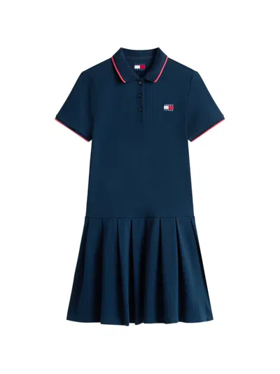 Tommy Jeans Pleated-skirt Mini Polo Dress In Blue