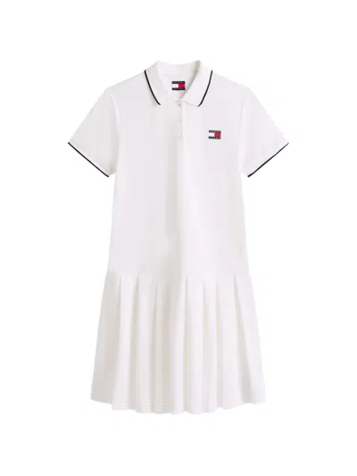 Tommy Jeans Pleated-skirt Polo Mini Dress In White