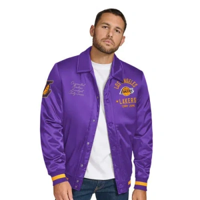 Tommy Jeans Purple Los Angeles Lakers Jacob Chain Stitch Applique Full-snap Varsity Jacket