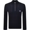 Tommy Jeans Quarter Zip Cable Knit Jumper Navy In Blue