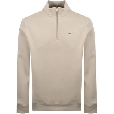 Tommy Jeans Quarter Zip Sweatshirt Beige In Neutral