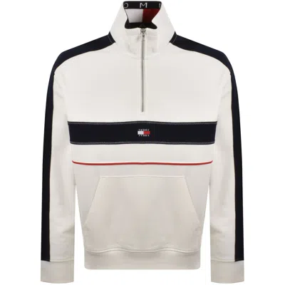 Tommy Jeans Quarter Zip Sweatshirt White In Multi