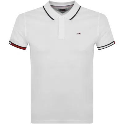 Tommy Jeans Red Flag Polo Shirt White