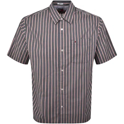 Tommy Jeans Relaxed Poplin Stripe Shirt Navy In Multi