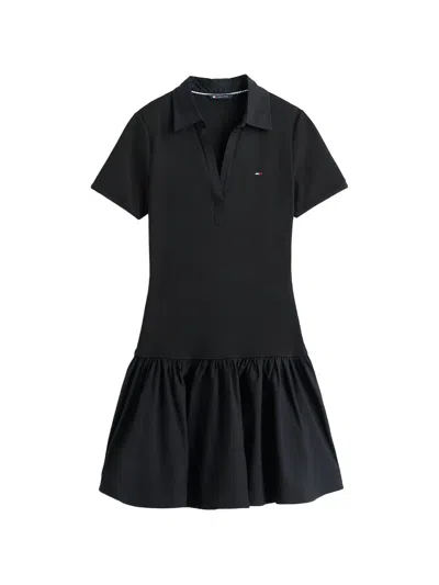 Tommy Jeans Rib Poplin Polo Dress In Blue