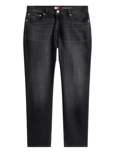 Tommy Jeans Ryan Logo-patch Straight Jeans In Black