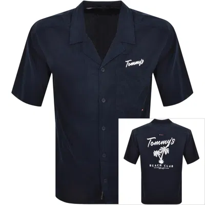 Tommy Jeans Short Sleeve Graphic Shirt Navy In Blue