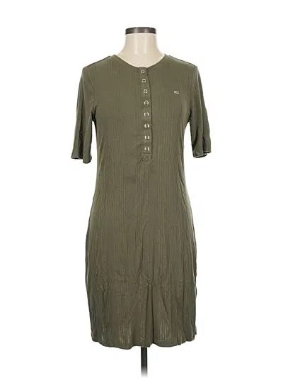 Pre-owned Tommy Jeans Short Sleeve Henley Shirt In Green