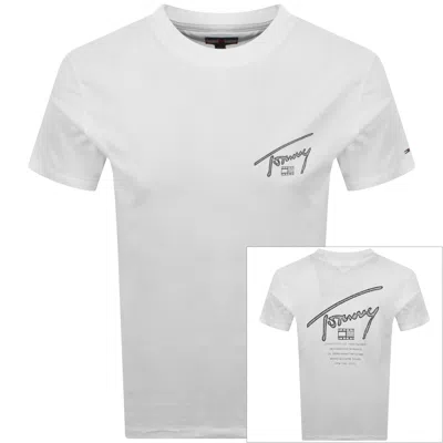 Tommy Jeans Signature Backprint T Shirt Ecru In White