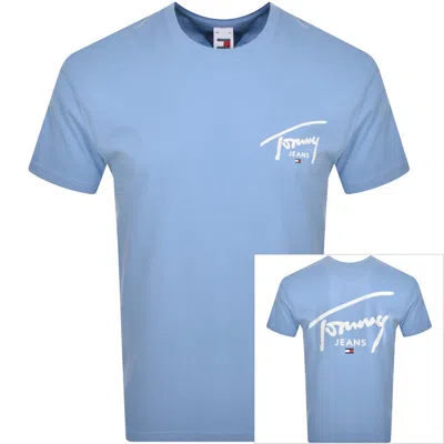 Tommy Jeans Signature Print T Shirt Blue