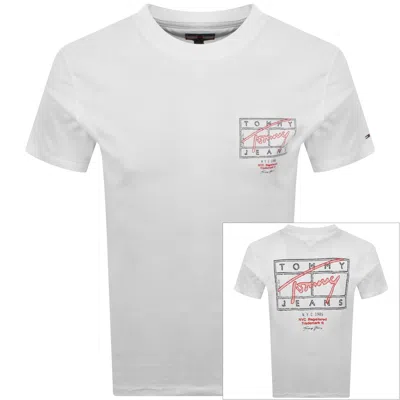 Tommy Jeans Signature Spray T Shirt Ecru In White
