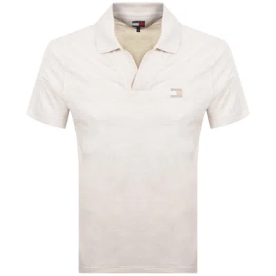 Tommy Jeans Skipper Collar Polo T Shirt Oat Marl In White