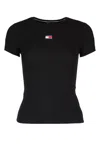Tommy Jeans Slim Badge Rib Tee In Black