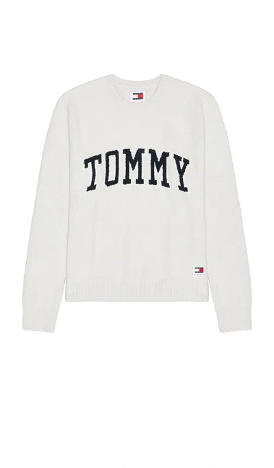 Tommy Jeans Logo-embroidered Cotton Sweatshirt In Silver Grey