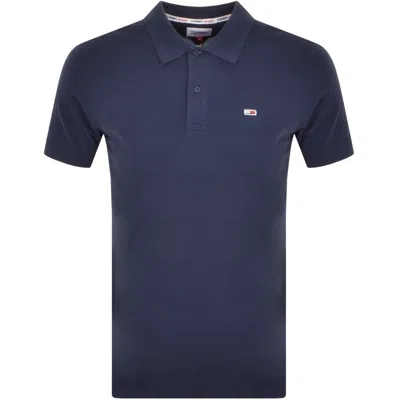 Tommy Jeans Slim Fit Placket Polo T Shirt Navy