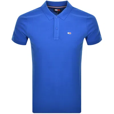 Tommy Jeans Slim Placket Polo Shirt Blue