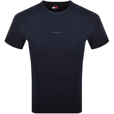 Tommy Jeans Slim Waffle T Shirt Navy In Blue