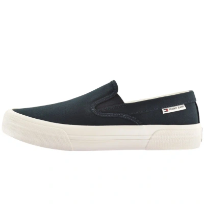 Tommy Jeans Slip On Canvas Trainers Navy In Black