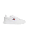 Tommy Jeans Leather Flag Logo Retro Basket Sneakers In White In White