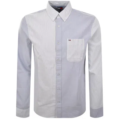 Tommy Jeans Striped Relaxed Fit Oxford Shirt Blue In White