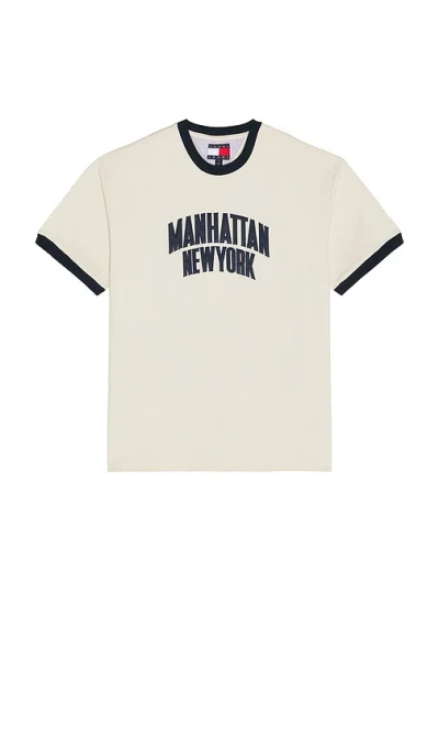 Tommy Jeans Ringer Varsity Tee In White