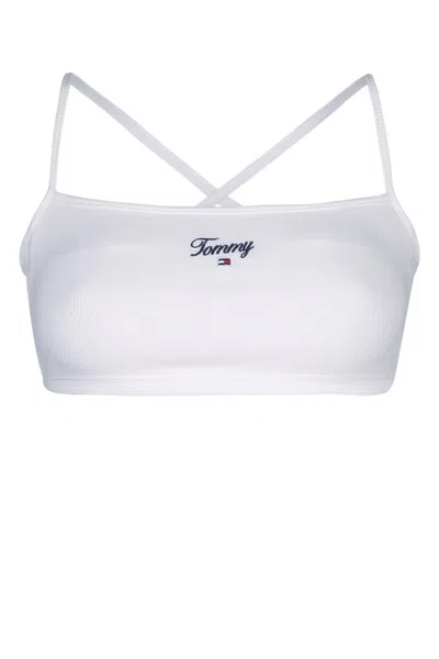 Tommy Jeans Ribbed Strap Top In White