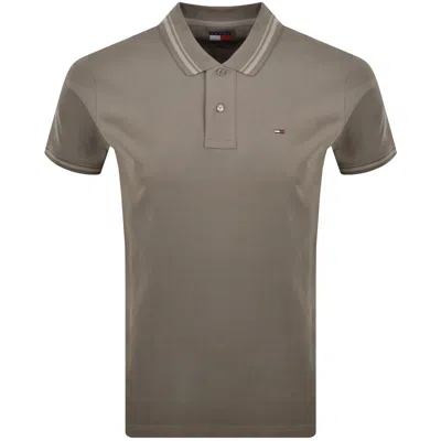 Tommy Jeans Tipped Polo T Shirt Brown