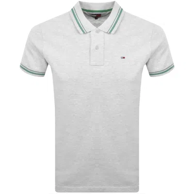 Tommy Jeans Tipped Polo T Shirt Grey In Gray