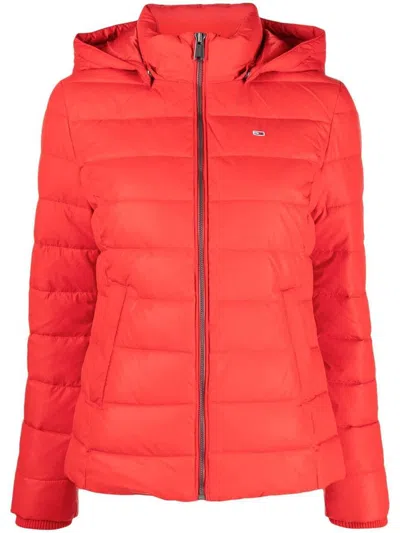 Tommy Jeans Hooded Puffer Jacket In Xnl Deep Crimson